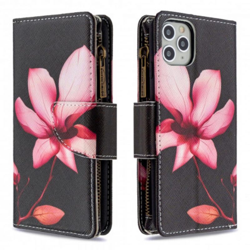 Kotelot iPhone 11 Pro Max Flower Vetoketjullinen Tasku