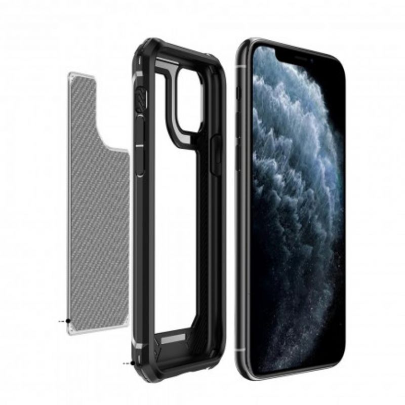 Kuori iPhone 11 Pro Max Läpinäkyvä Hiilikuiturakenne