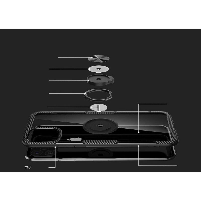 Kuori iPhone 11 Pro Max Ring-support Metal Effect Edges