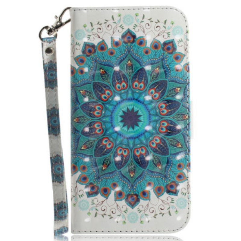 Flip Case Xiaomi Redmi Note 12 5G Suojaketju Kuori Strappy Mandala