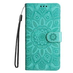 Nahkakotelo Xiaomi Redmi Note 12 5G Suojaketju Kuori Mandala-koriste Hihnalla