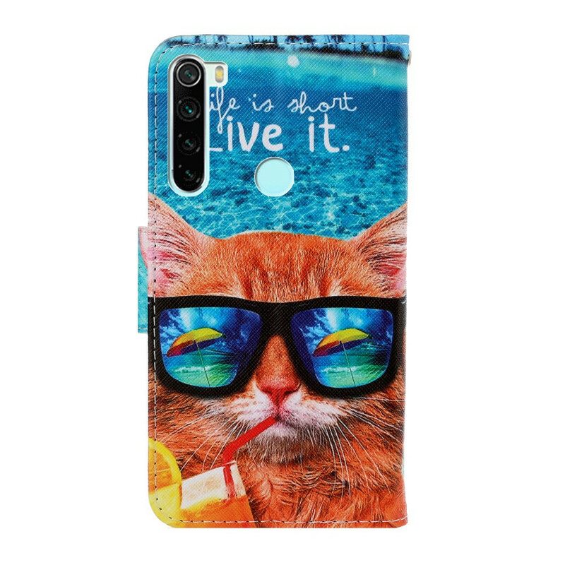 Kotelot Xiaomi Redmi Note 8 Suojaketju Kuori Cat Live It Lanyardissa