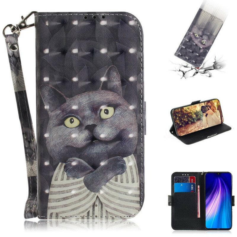 Kotelot Xiaomi Redmi Note 8 Suojaketju Kuori Grey Thong Cat