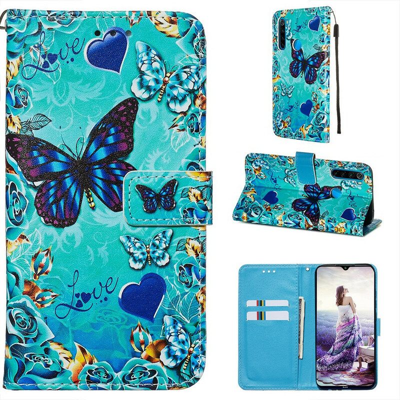 Kotelot Xiaomi Redmi Note 8 Suojaketju Kuori Love Butterflies In Strap