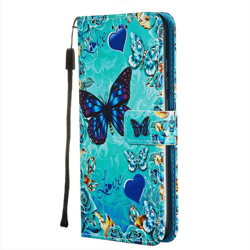 Kotelot Xiaomi Redmi Note 8 Suojaketju Kuori Love Butterflies In Strap