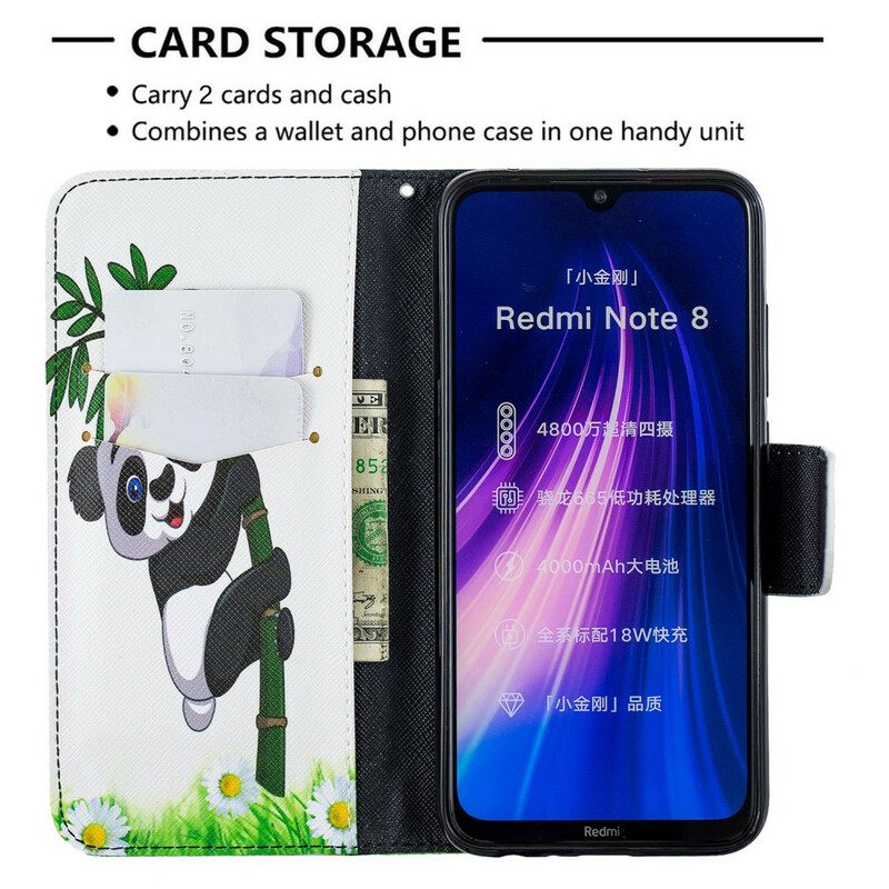 Nahkakotelo Xiaomi Redmi Note 8 Panda Bamboolla