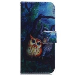 Kotelot Moto G73 5G Suojaketju Kuori Strappy Owls -maalaus