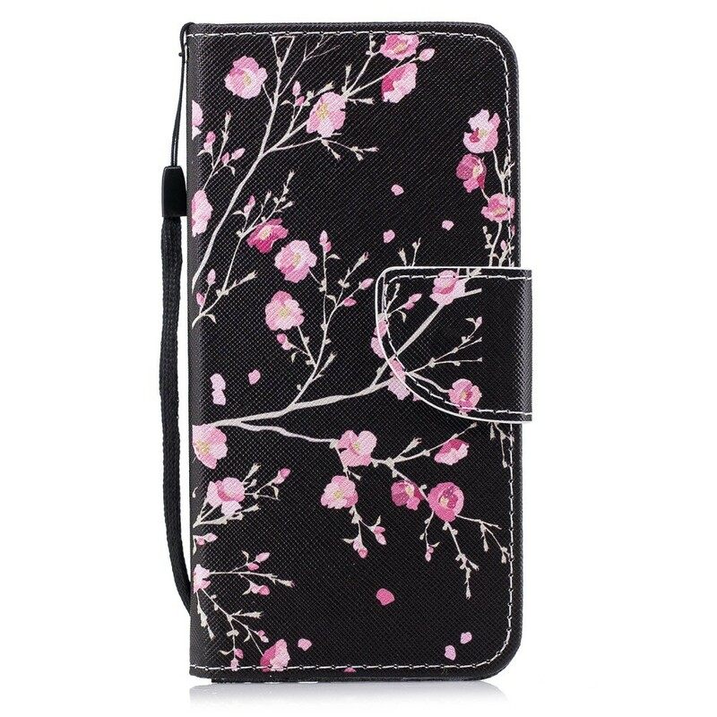 Nahkakotelo Huawei P Smart Suojaketju Kuori Pink Strappy Flowers