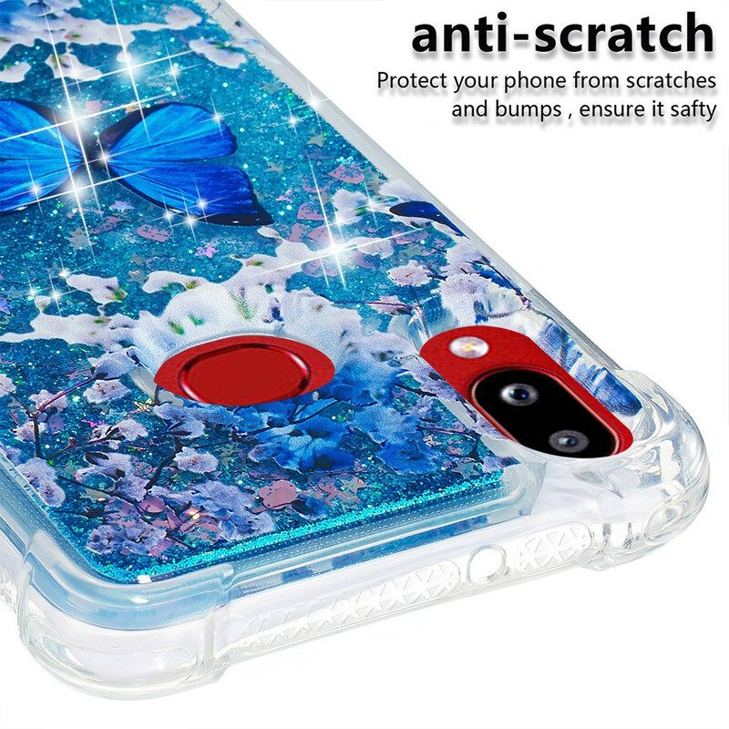 Case Samsung Galaxy A10s Glitter Blue Butterflies