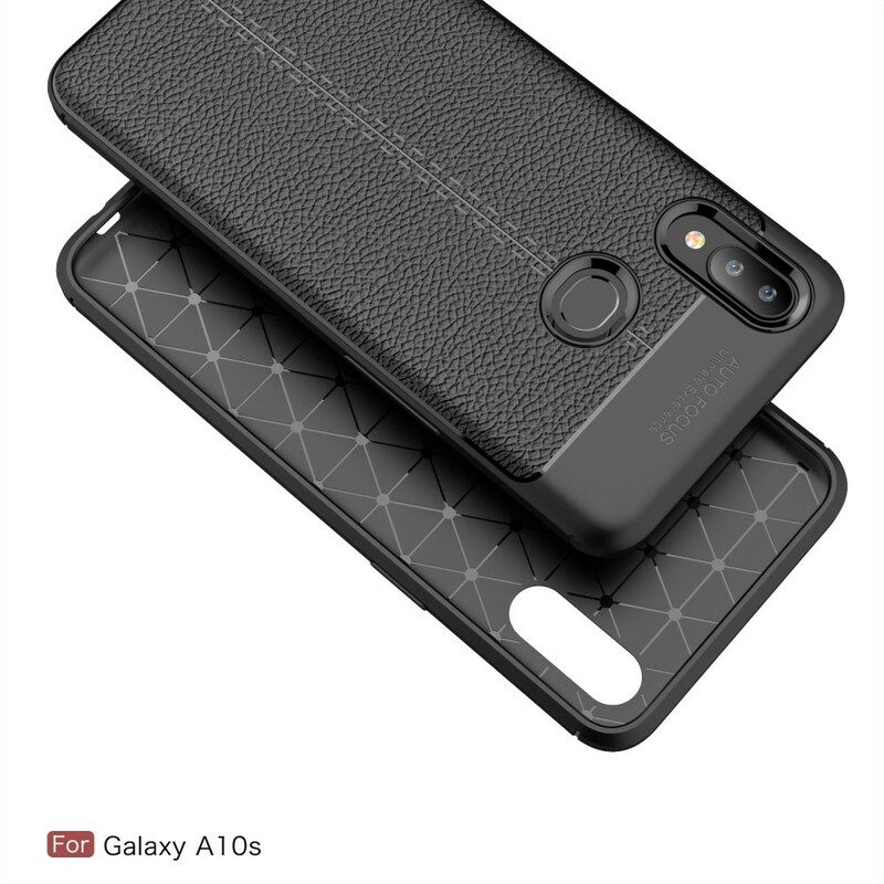 Kuori Samsung Galaxy A10s Double Line Litchi Leather Effect