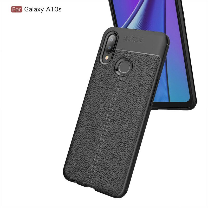 Kuori Samsung Galaxy A10s Double Line Litchi Leather Effect