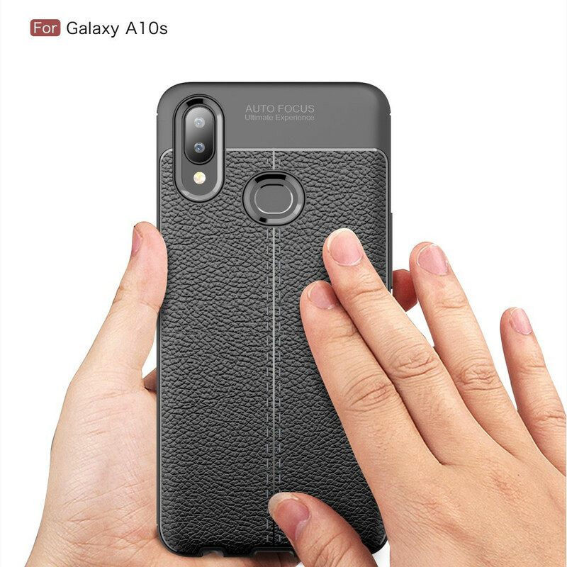 Kuori Samsung Galaxy A10s Double Line Litchi Leather Effect