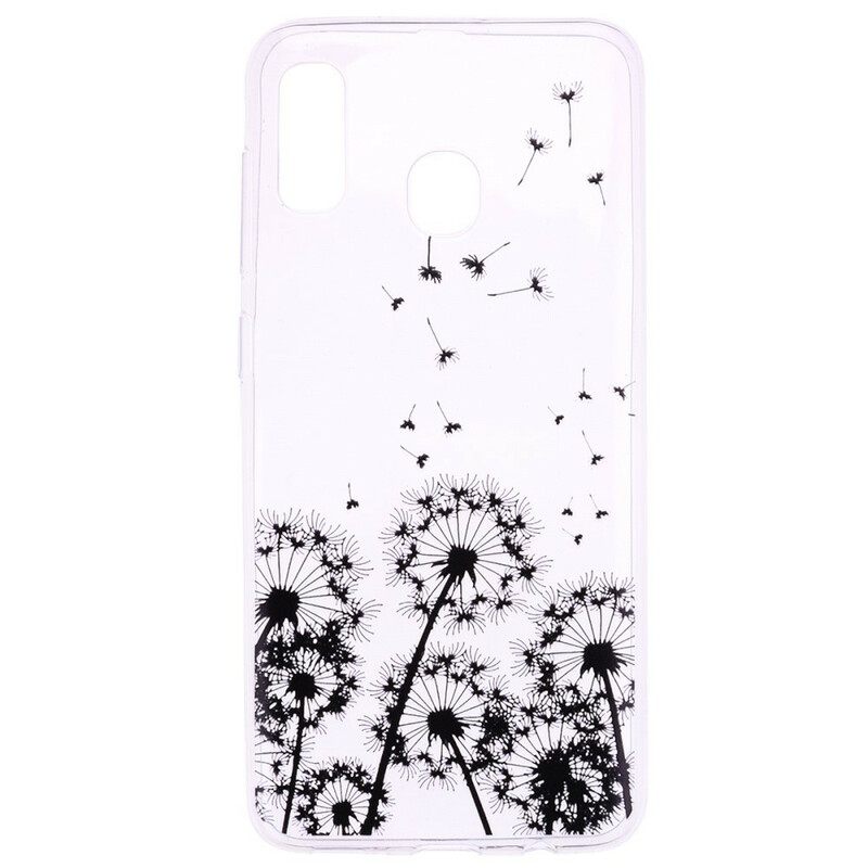 Kuori Samsung Galaxy A10s Transparent Black Dandelions