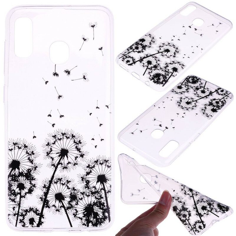 Kuori Samsung Galaxy A10s Transparent Black Dandelions