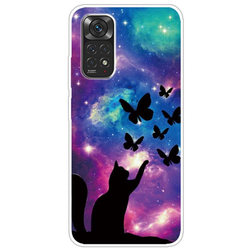 Case Xiaomi Redmi Note 11 / 11S Kissa Ja Perhosia Avaruudessa