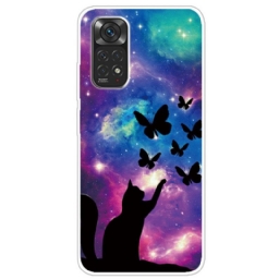 Case Xiaomi Redmi Note 11 / 11S Kissa Ja Perhosia Avaruudessa