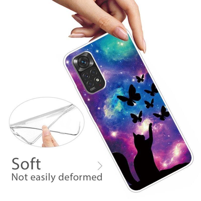 Case Xiaomi Redmi Note 11 / 11S Kissa Ja Perhosia Avaruudessa