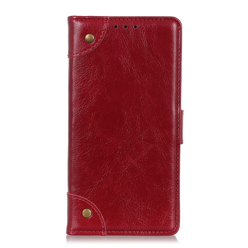 Kotelot Xiaomi Redmi Note 11 / 11S Style Nappan Nahkaiset Vintage-niitit