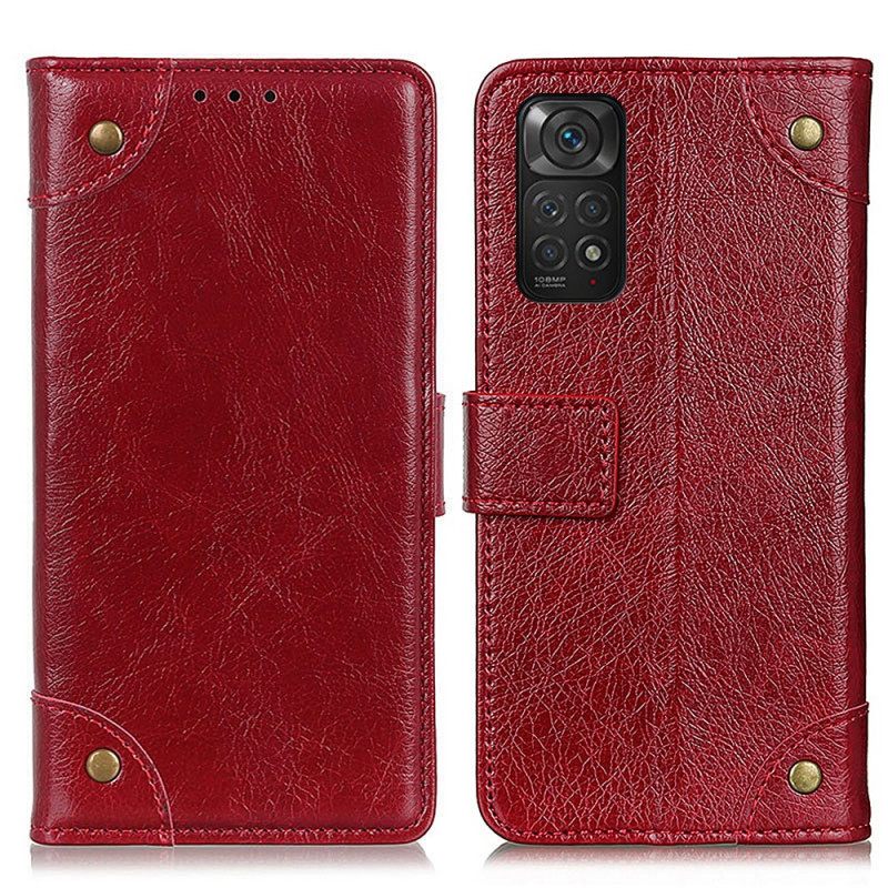 Kotelot Xiaomi Redmi Note 11 / 11S Style Nappan Nahkaiset Vintage-niitit