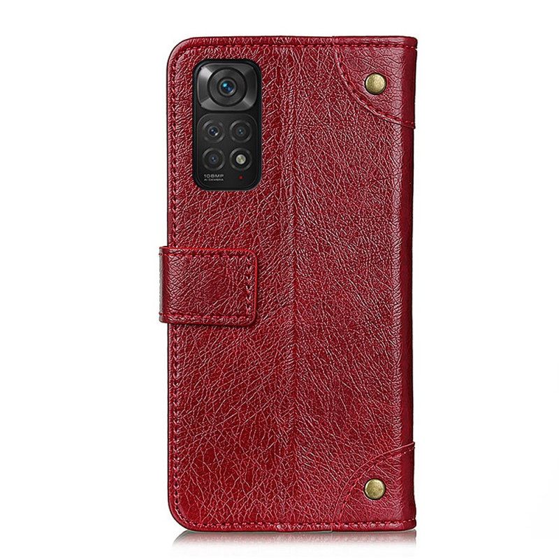 Kotelot Xiaomi Redmi Note 11 / 11S Style Nappan Nahkaiset Vintage-niitit