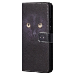 Nahkakotelo Xiaomi Redmi Note 11 / 11S Suojaketju Kuori Black Cat Eyes Hihnalla