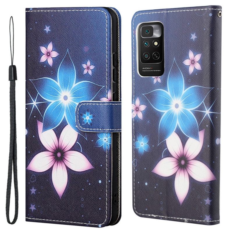 Nahkakotelo Xiaomi Redmi Note 11 / 11S Suojaketju Kuori Lunar Strap Flowers