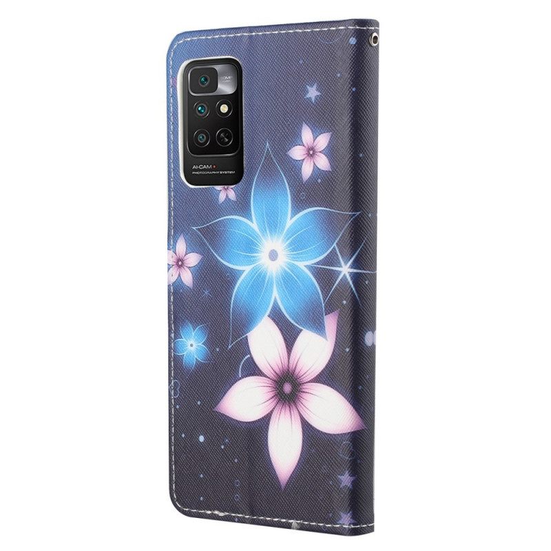 Nahkakotelo Xiaomi Redmi Note 11 / 11S Suojaketju Kuori Lunar Strap Flowers