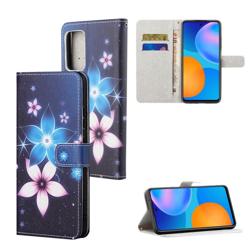 Nahkakotelo Xiaomi Redmi Note 11 / 11S Suojaketju Kuori Lunar Strap Flowers