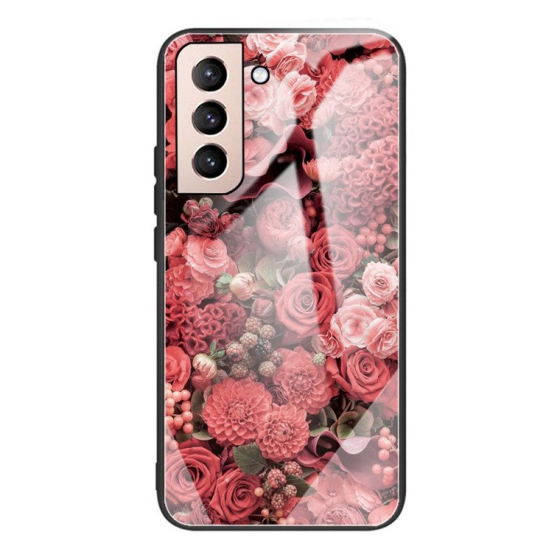 Case Samsung Galaxy S22 Plus 5G Tempered Glass Rose Flowers