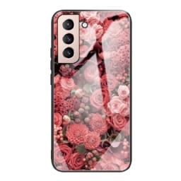 Case Samsung Galaxy S22 Plus 5G Tempered Glass Rose Flowers