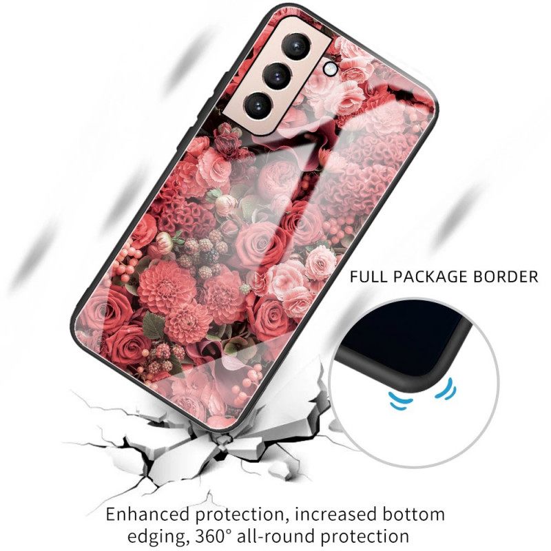 Case Samsung Galaxy S22 Plus 5G Tempered Glass Rose Flowers