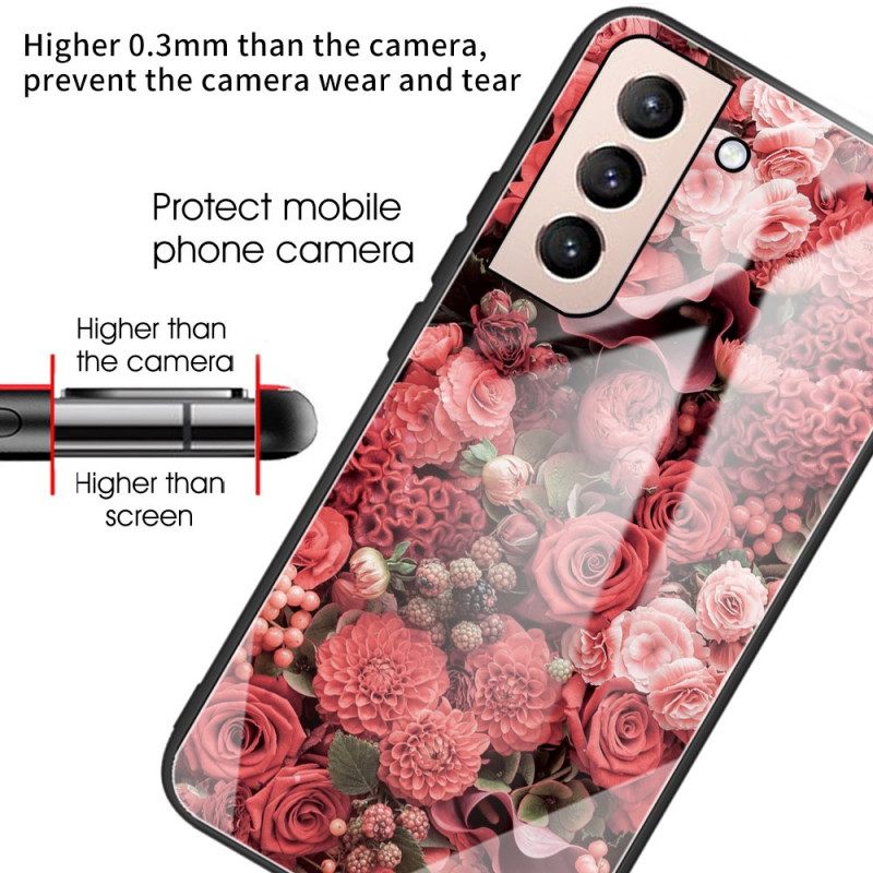 Case Samsung Galaxy S22 Plus 5G Tempered Glass Rose Flowers