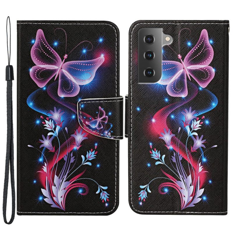 Flip Case Samsung Galaxy S22 Plus 5G Butterflies Ja Lanyard