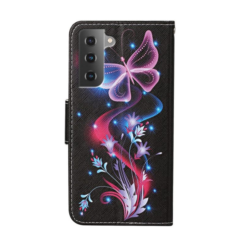 Flip Case Samsung Galaxy S22 Plus 5G Butterflies Ja Lanyard