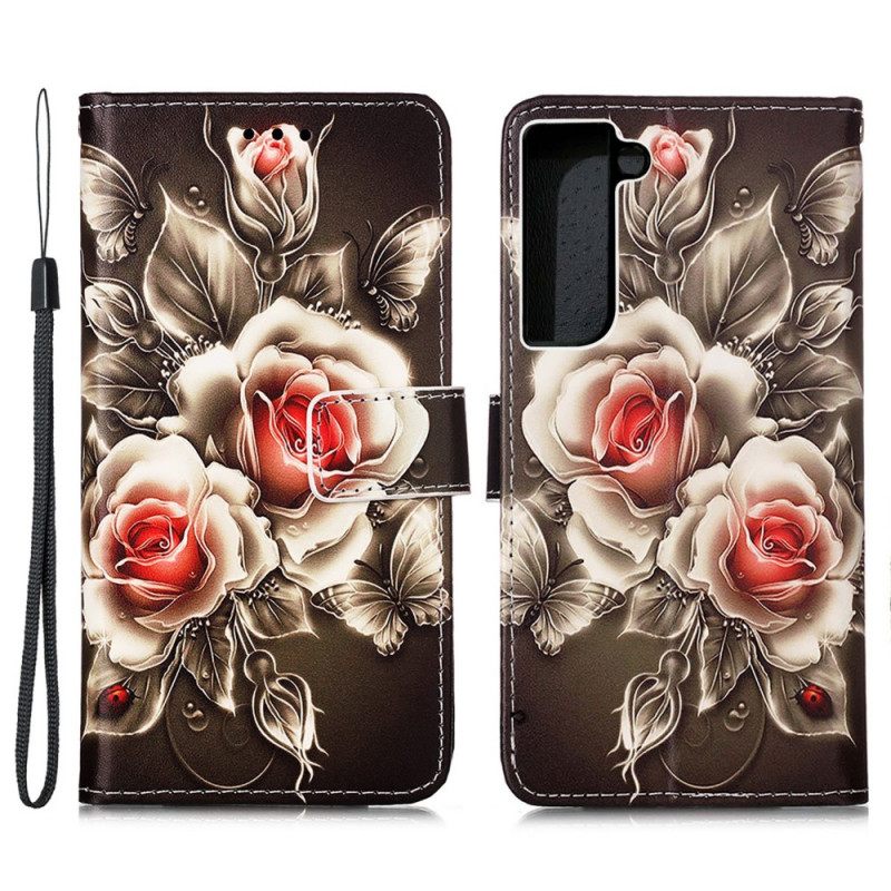 Flip Case Samsung Galaxy S22 Plus 5G Golden Roses