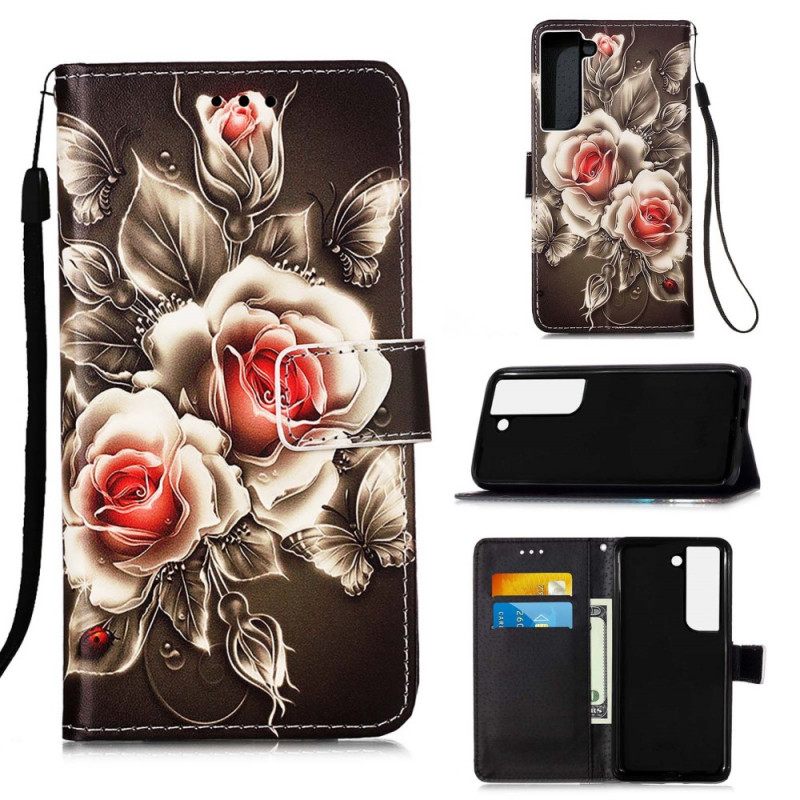 Flip Case Samsung Galaxy S22 Plus 5G Golden Roses