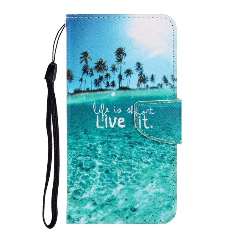 Flip Case Samsung Galaxy S22 Plus 5G Suojaketju Kuori Live It Lanyardissa