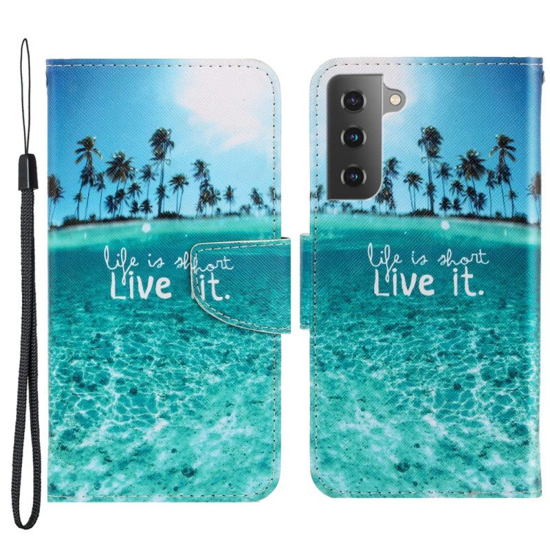 Flip Case Samsung Galaxy S22 Plus 5G Suojaketju Kuori Live It Lanyardissa