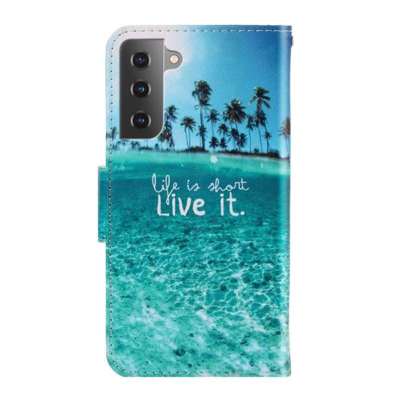 Flip Case Samsung Galaxy S22 Plus 5G Suojaketju Kuori Live It Lanyardissa