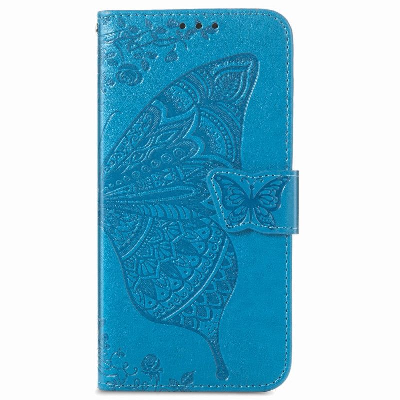 Kotelot Samsung Galaxy S22 Plus 5G Butterfly Design Kaulanauhalla