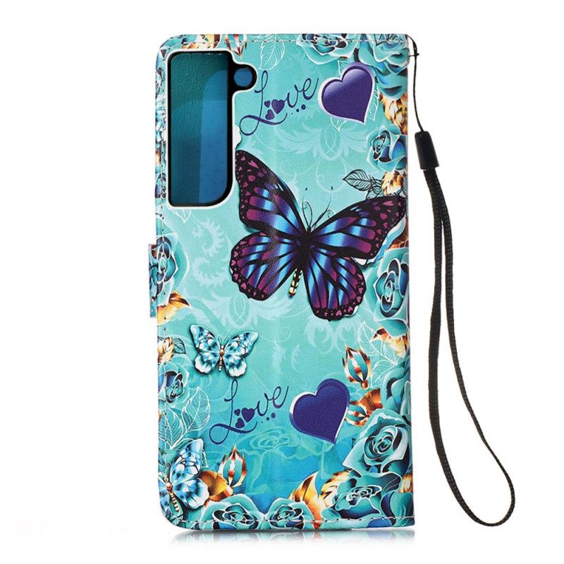 Kotelot Samsung Galaxy S22 Plus 5G Golden Butterflies