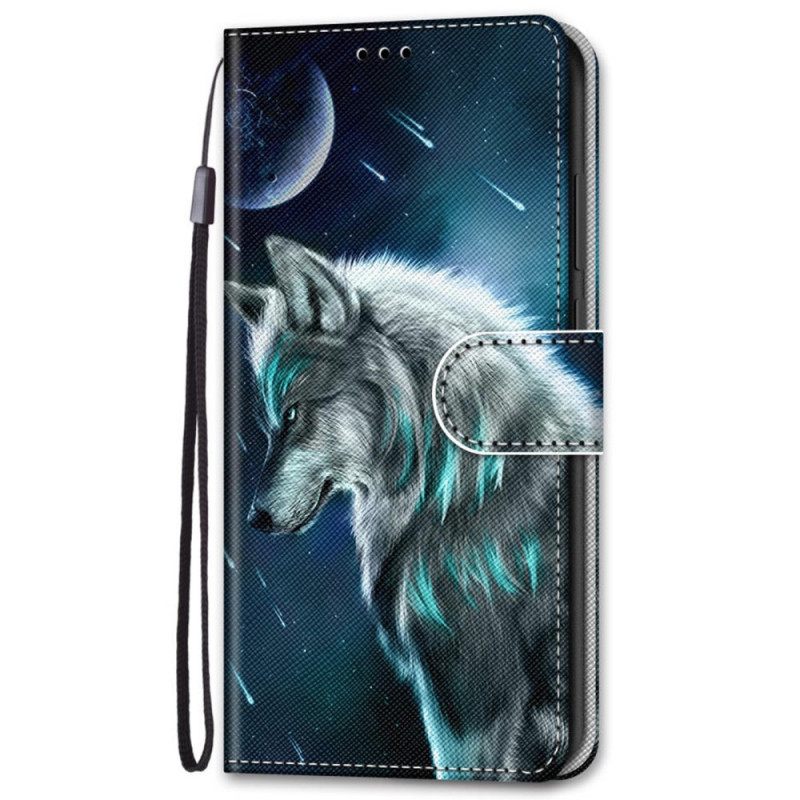 Kotelot Samsung Galaxy S22 Plus 5G Moon Wolf Ja Kaulanauha