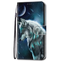 Kotelot Samsung Galaxy S22 Plus 5G Moon Wolf Ja Kaulanauha