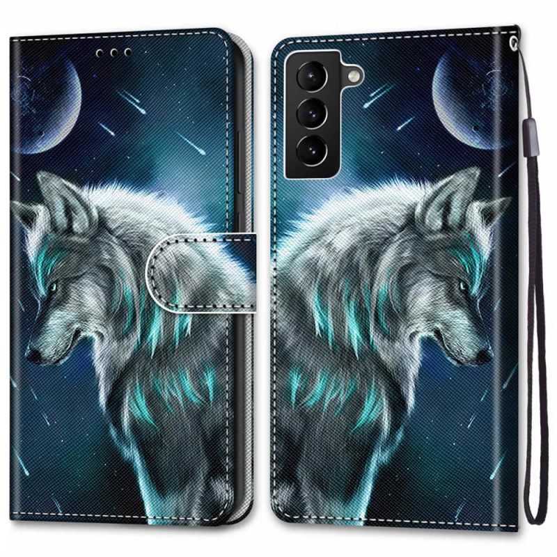 Kotelot Samsung Galaxy S22 Plus 5G Moon Wolf Ja Kaulanauha