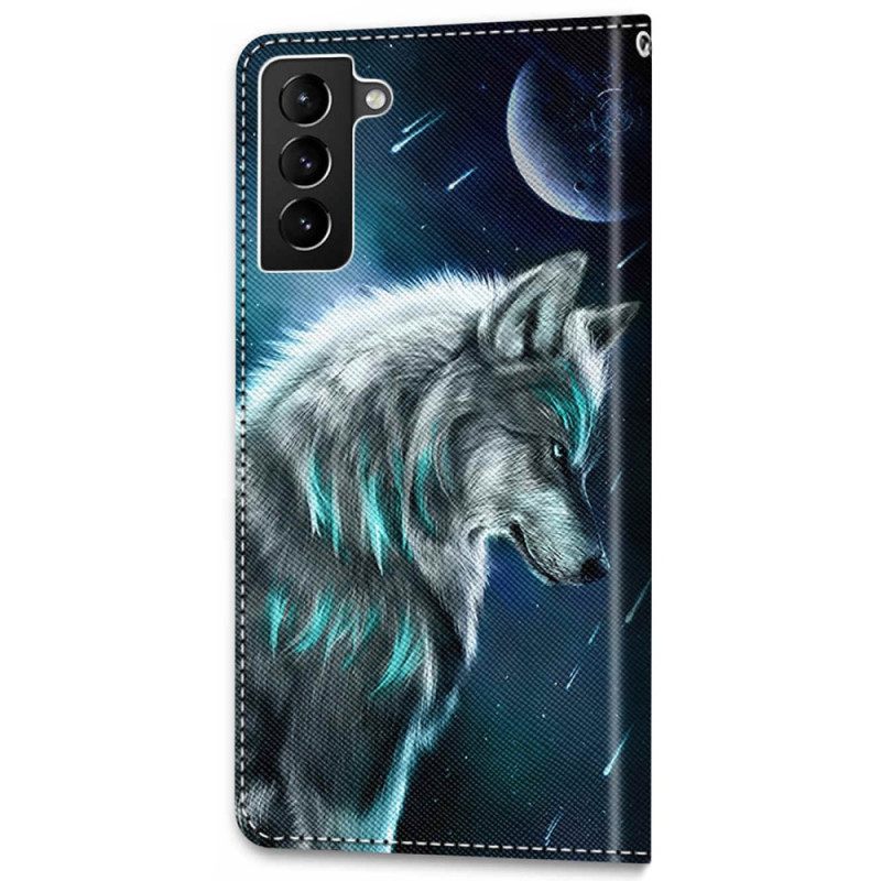 Kotelot Samsung Galaxy S22 Plus 5G Moon Wolf Ja Kaulanauha