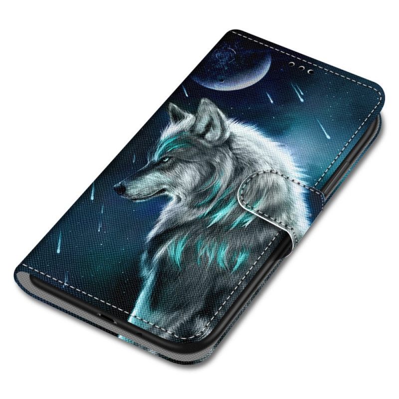 Kotelot Samsung Galaxy S22 Plus 5G Moon Wolf Ja Kaulanauha