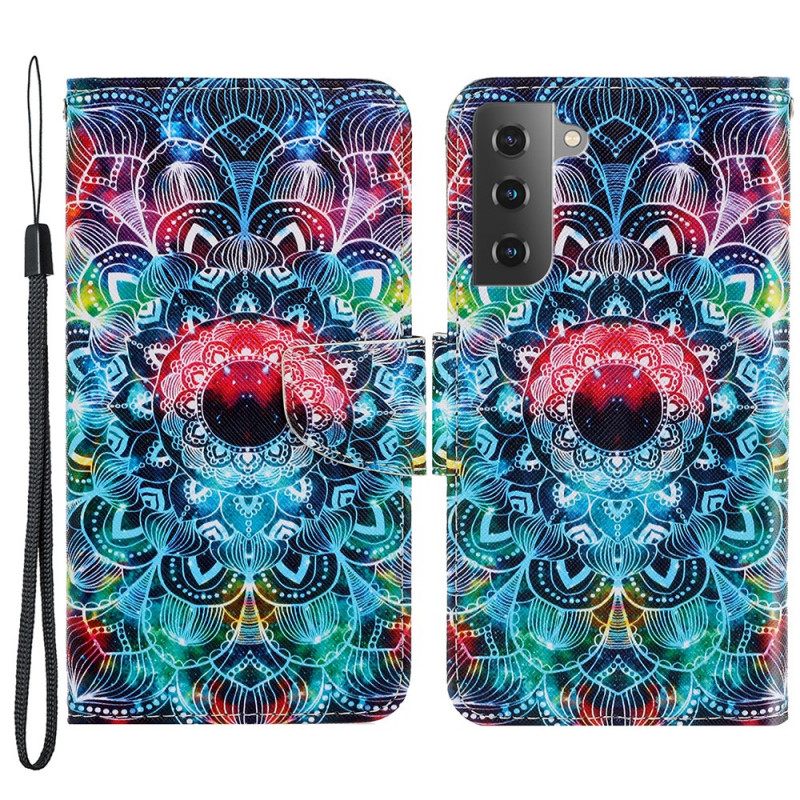 Kotelot Samsung Galaxy S22 Plus 5G Suojaketju Kuori Flashy Mandala Hihnalla