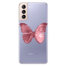 Kuori Samsung Galaxy S22 Plus 5G Flexible Pink Butterfly