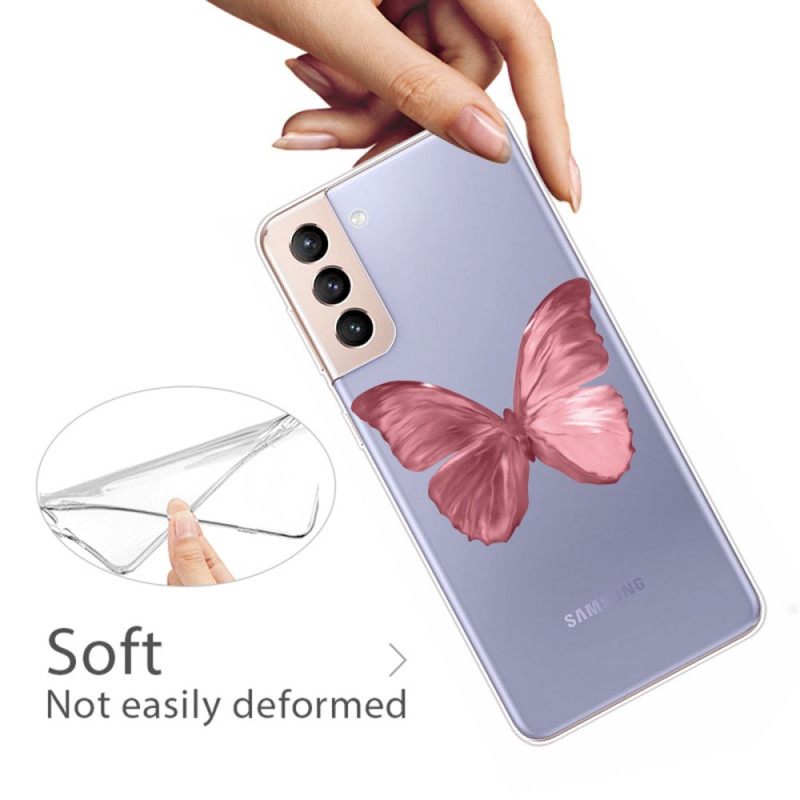 Kuori Samsung Galaxy S22 Plus 5G Flexible Pink Butterfly