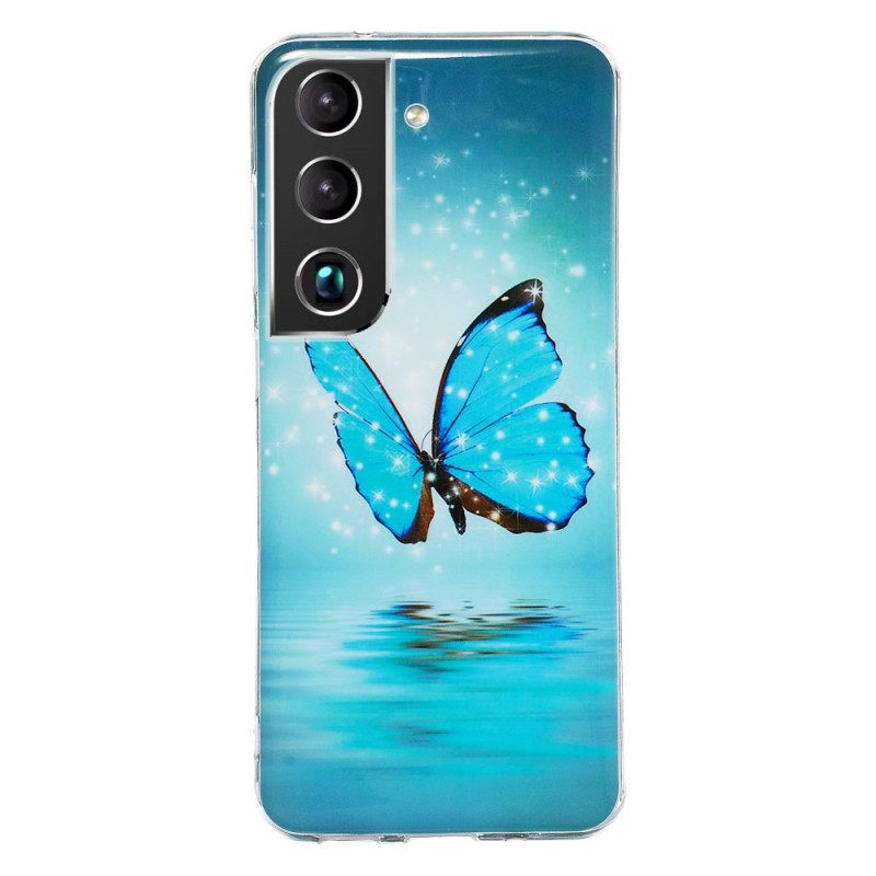 Kuori Samsung Galaxy S22 Plus 5G Fluorescent Blue Butterflies